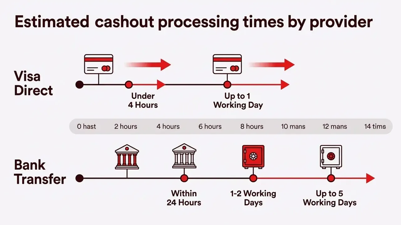 Virgin Games withdrawal processing speeds for Visa Direct and bank transfers